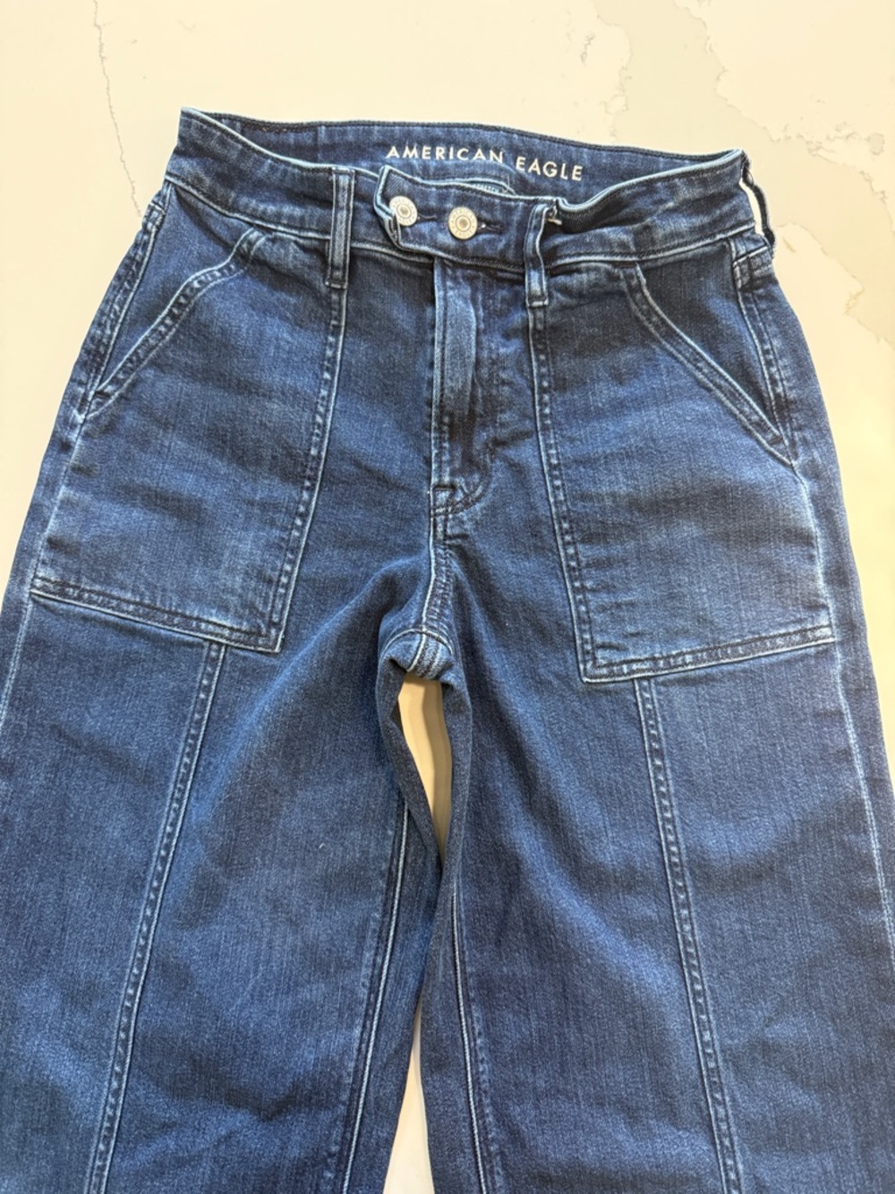 American Eagle Dark Blue High-Rise Utility Jeans